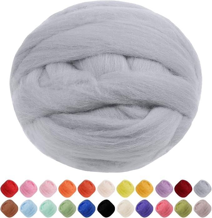 JeogYong Needle Felting Wool, 7.05oz Wool Roving Chunky Wool Yarn, Wet Felting by JeogYong