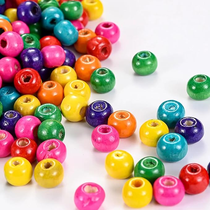 DAHI 1000pcs 8mm Wood Beads Colorful Wooden Bead Large Hole Wooden Beads Loose - Image 3