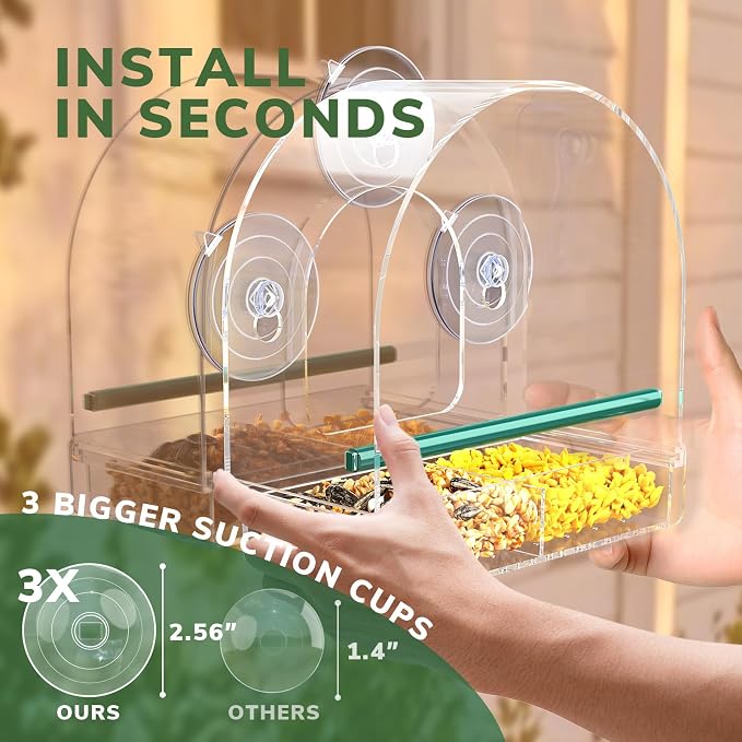 SUNALLY Window Bird Feeder for Outdoors, Fummingbird Feeder for Viewing Inside - Image 4
