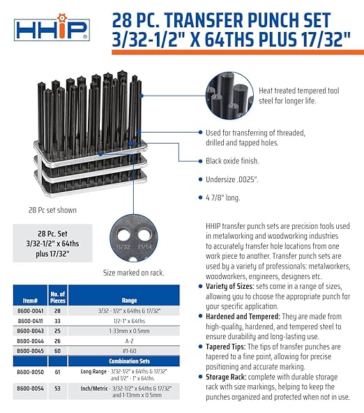 HHIP 8600-0411 33 Piece Transfer Punch Set