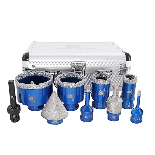 Diamond Core Drill Bit Set BRSCHNITT Diamond Hole Saw for Porcelain Tile Ceramic Marble Granite Drilling with 5/8-11 Thread(6/8/25/35/50/65 Drill bits,10-25mm Finger bit+SDS Adapter&35mm Chamfer bit.