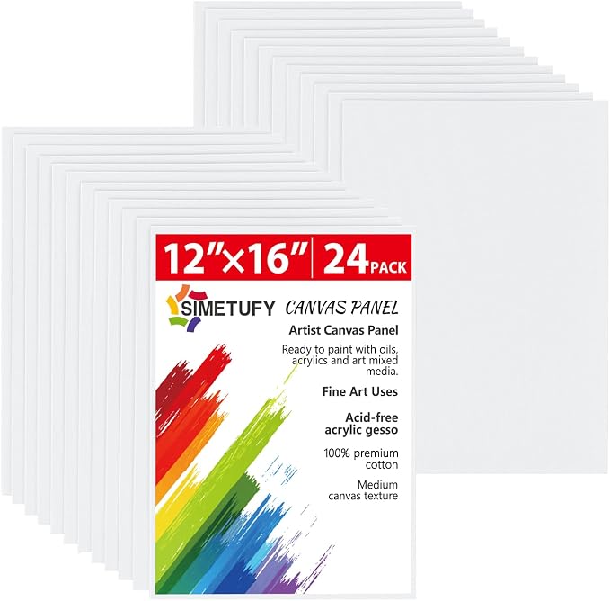 Simetufy 24 Pack 12 x 16 inch Canvas Boards by Simetufy