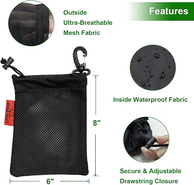 Mesh Foraging Bags with Clip, 4 Pack Drawstring & Toggle Closure Foraging Pouch - Image 2