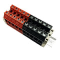 Dinkle Assembly DK16N Red/Black 10 Gang Box Connector DIN Rail Terminal Blocks, 3-14 AWG, 100 Amp, 600 Volt Separate Circuits