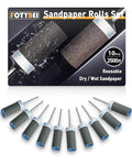 10Pcs 2500 Grit Sanding Drums Sandpaper Sticks Set with Dremel Rotary Tool for 1/8" Shank, Rotary Tool Accessories Suitable for Metal Rust Removal/Jade Polishing/Stone Grinding