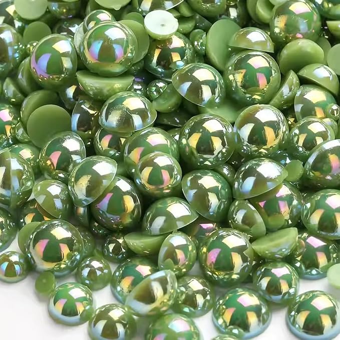 1000PCS Mixed Sizes 3/4/5/6/8/10mm Flatback Half Round Pearls Gems by Unknown