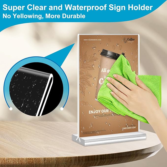 Acrylic Sign Holder 5 x 7, 30 Pack Clear Table Menu Vertical Display Stand - Image 5