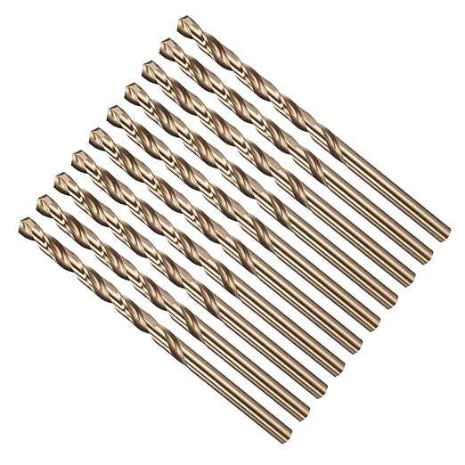 Drill Bit, #14 Cutting Diameter, 4341 HSS Gold Finish 135° Cutting Angle Number Jobber Bits - (Applications: for Drilling Soft Metal Plastic Wood), 10-Pieces
