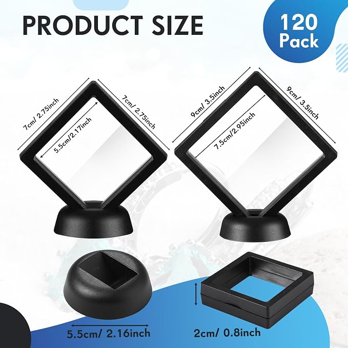 60 Pcs 3D Floating Display Case PE Film Jewelry Storage Box Coins Display Frame - Image 3