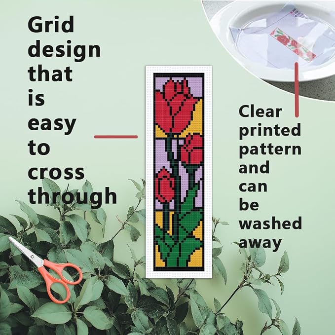 INFUNLY 6 Set Rose Window Cross Stitch Bookmark Kits - Image 3