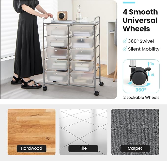BECOMFORT 10-Drawer Rolling Cart - Image 5
