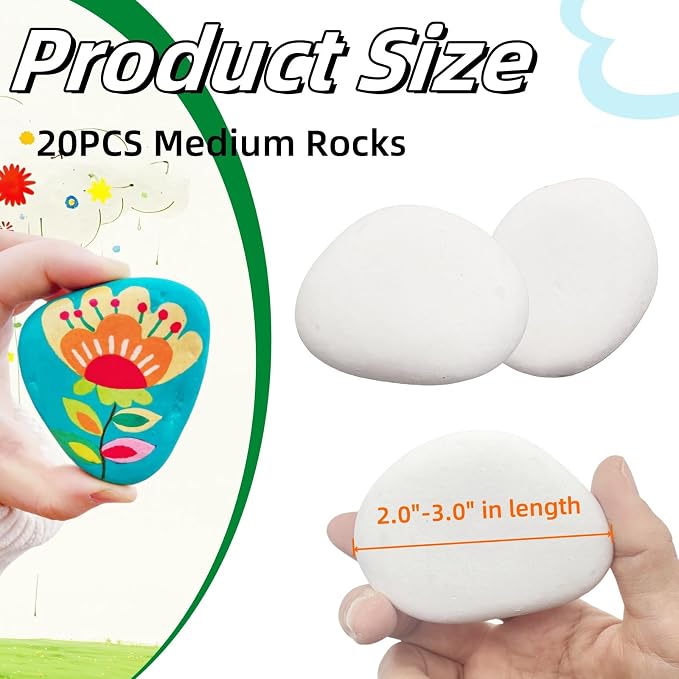 20PCS White Painting Rocks, Medium Rocks - Image 2