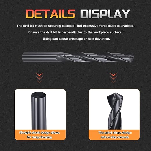 Drill Bit, 13mm Cutting Diameter, 4241 HSS Nitriding Black 118° Cutting Angle Versatile Jobber Bits - (Applications: for Drilling Plastic Wood Soft Metal), 6-Pieces