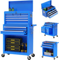8-Drawer Rolling Tool Chest with Wheels, 2-in-1 Detachable Tool Box with Drawers and Large Cabinet, Rolling Tool Chest Storage Cabinet with Lockable for Warehouse, Garage, Workshop (Blue)