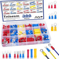 Tnisesm 300PCS Insulated Wire Crimp Connectors Assortment Kit with Ring, Spade, Butt, Quick Disconnect, Crimp Automotive Cable Terminals TN-T01