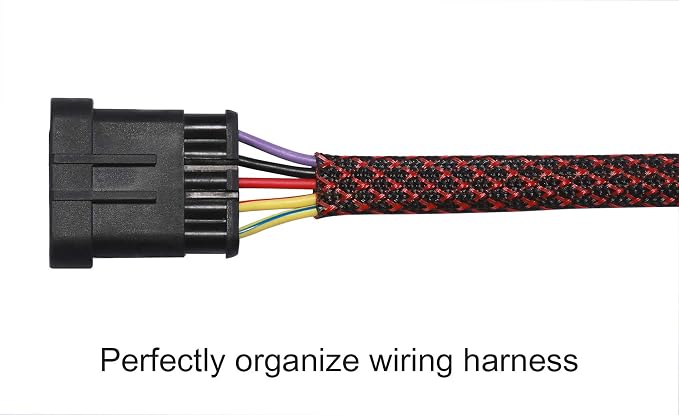 25ft - 1.25 inch PET Expandable Braided Sleeving – BlackRed – Alex Tech Braided - Image 3