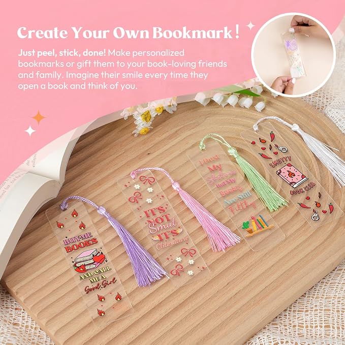 Kaciola 36 Sheets Smutty Theme UV DTF Bookmark Wraps, Acrylic Bookmark Blanks - Image 2