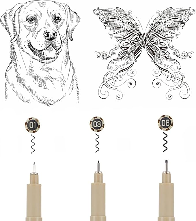 GETHPEN Micro Fineliner Pens, Waterproof Archival Black Ink, 3 Sizes | Black - Image 2