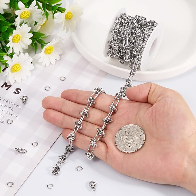 2 Meter Silver Paper Clip Link Chain Roll - Image 6