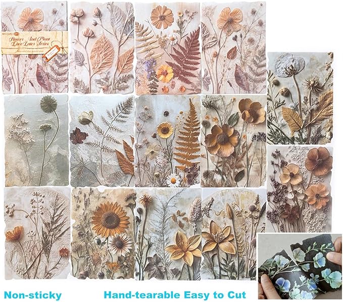 23 Sheets Vintage Autumn Floral Botanical Scrapbook Paper Kit Collage Supplies - Image 7
