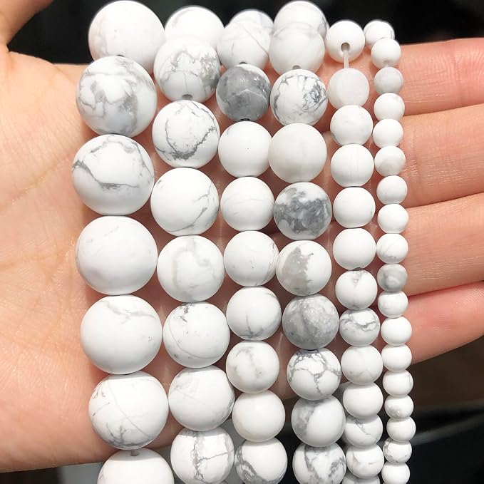 4mm Matte White Howlite Bead, 15-Inch Matte Round Loose Stone Beads - Image 7