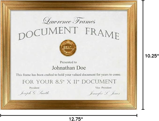 Lawrence Frames 8.5x11 Sutter Burnished Gold Picture Frame - Image 5