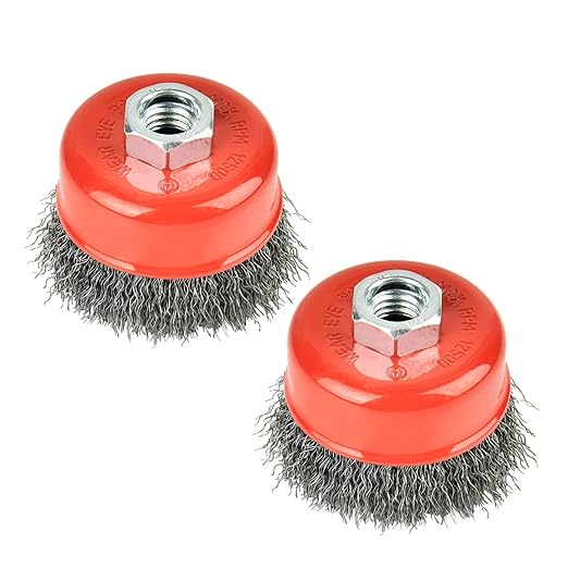 A A IN 2Pack Wire Wheel for Angle Grinder, 3 Inch Grinder Wire Wheel Brush with 5/8"-11 Threaded Arbor for Angle Grinder, 0.014'' Carbon Steel Crimped Wire Cup Brush for Rust,Corrosion,Paint Removal