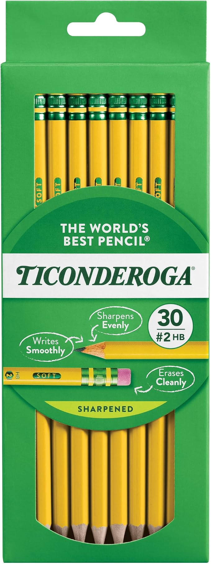 Ticonderoga Wood-Cased Pencils, Pre-Sharpened, #2 HB Soft by Ticonderoga