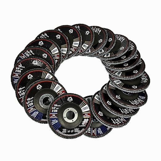 Merryland Flap Disc 4 1/2 inch Metal for Angle Grinder, 4.5inch 120 Grit T29 Flap Wheel 20 Pack, Blue Zirconium Corundum INOX Stainless Steel Iron Universal, Craft-Line FC1107614-20