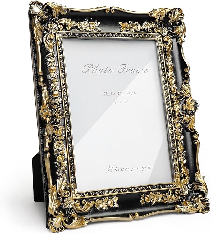 Cuspin 5x7 Picture Frame Black and Gold Frames, Vintage Baroque Handcrafted by Cuspin