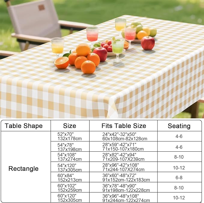 Smiry Rectangle Table Cloth, Waterproof Vinyl Tablecloths - Image 7