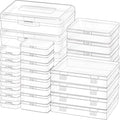 28 Pack Mixed Sizes Rectangular Mini Plastic Containers Clear Plastic Storage by Jutieuo