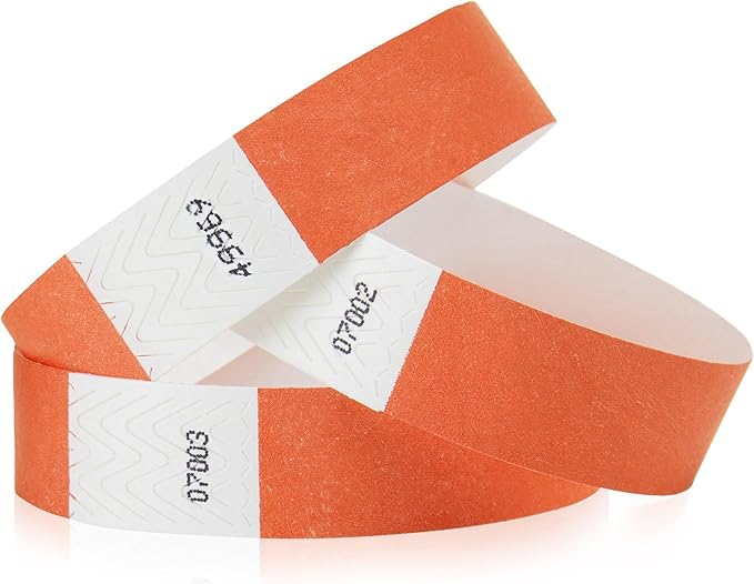 1,000 WristCo Coral Red Tyvek Wristbands for Events - Comfortable Tear Resistant Paper Bracelets ID Wrist Bands for Concerts Festivals Admission Party Identification
