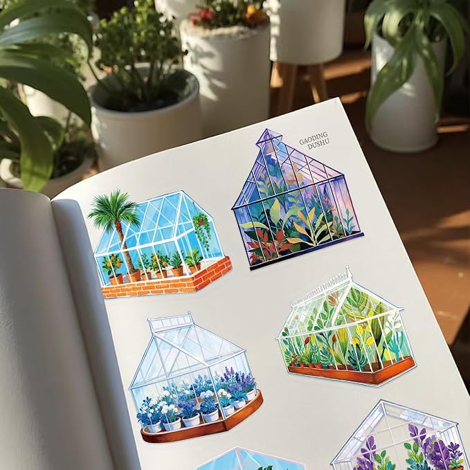 50PCS Transparent Greenhouse Plants Stickers Nature Botanical Floral Aesthetic - Image 7