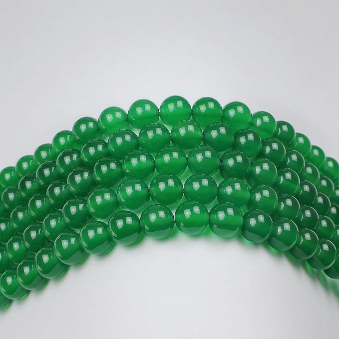 MJDCB 7A Natural Green Agate Round Stone Loose Beads - Image 7