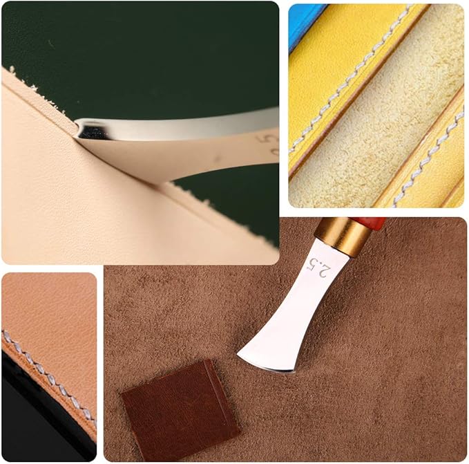 UOOU Leather Edge Creaser,2.5mm Professional Leather Tool,Edge Creaser Stainless Steel Red Wood Handle Tool for Beginners DIY Leather Craft