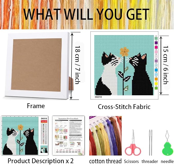 Tiwabb Cat Cross Stitch Kits for Adults Beginner, Stamped Cross Stitch Kits - Image 3