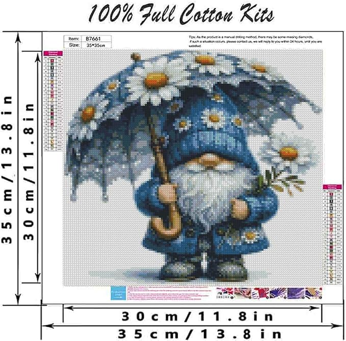 Gnome Cross Stitch Kits for Adults Beginner, Flower Counted Cross Stitch Kits - Image 2