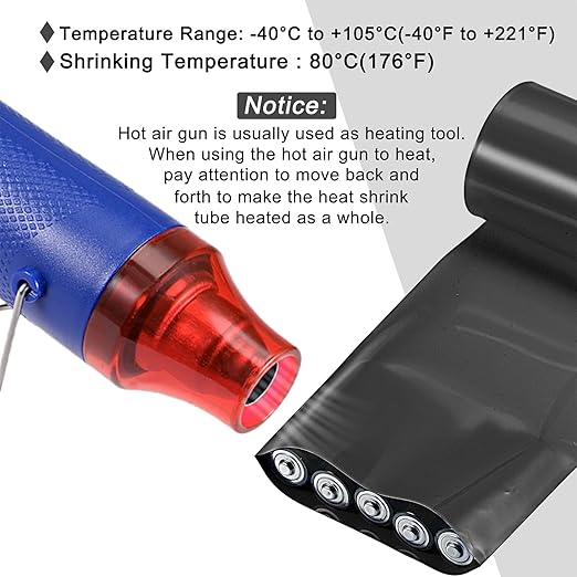 MECCANIXITY Battery Wrap PVC Heat Shrink Tubing 14mm Dia 23mm Flat 33 Feet(10meters) Black Good Insulation for Battery Pack