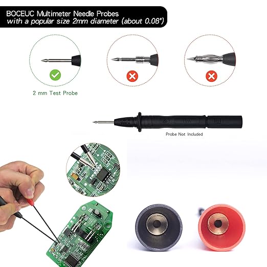 Multimeter Needle Probe Pins, Extendable Needle Probe Set Non-Destructive Piercing Needle Probe Tip Adapter for 2mm Test Probes