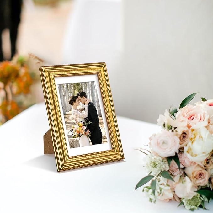 upsimples Vintage 4x6 Picture Frame, Antique Gold Frames Display 3.5x5 - Image 7
