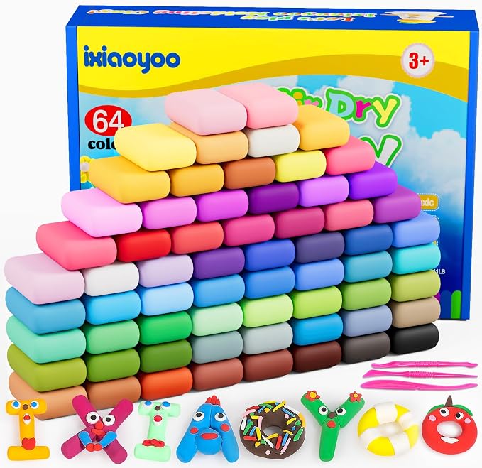 Ixiaoyoo Air Dry Clay, 64 Colors Foam Modeling Clay by Ixiaoyoo
