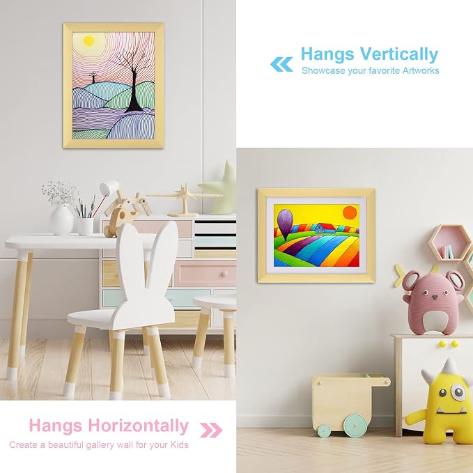 Kids Art Frames, 11x14 Front Opening Kids Artwork Frames Changeable, Holds 50 - Image 2