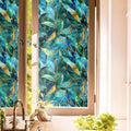 REDAMANCY Golden Blue Green Leaf Modern Stained Glass Window Films Decorative by Unknown