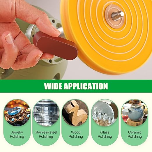 6PCS 8 Inch Polishing Wheels Kit for Bench Grinder, Include 5/8" Arbor Hole White Cotton Polish Wheels(50Ply), Yellow Cotton Wheel(40Ply), Soft Flannel Buffing Wheel(30Ply)& 3 Polishing Compound Set