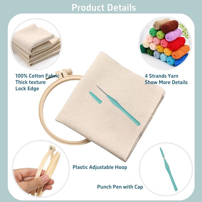 DIY Punch Needle Kits Siamese Cat in Flowers Easy - Image 3