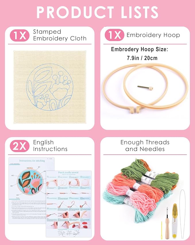 TINDTOP Punch Needle Kits, Tulip Punch Embroidery Kits - Image 2