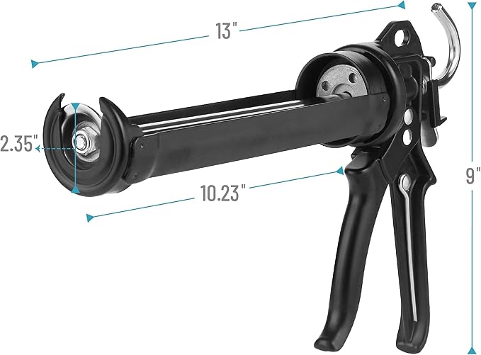 Bates- Heavy Duty Caulking Gun, 18:1 Thrust Ratio, Black, Caulking Tool Gun, Heavy Duty Caulk Gun No Drip Caulk Gun, Hand Caulking Guns Tool, Silicone Gun, Caulk Guns, Caulking Gun Dripless