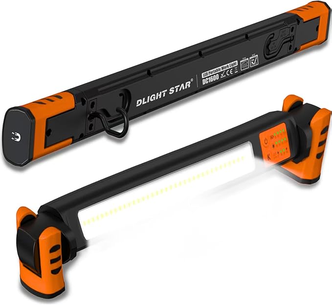Magnetic Rechargeable Underhood Work Light for Mechanic, 7800mAh 12H, IP65 Waterproof, 360° Rotating, 4 Modes (2700K-6500K), USB-C Fast Charge, for Car Repairing/Garage/Emergency