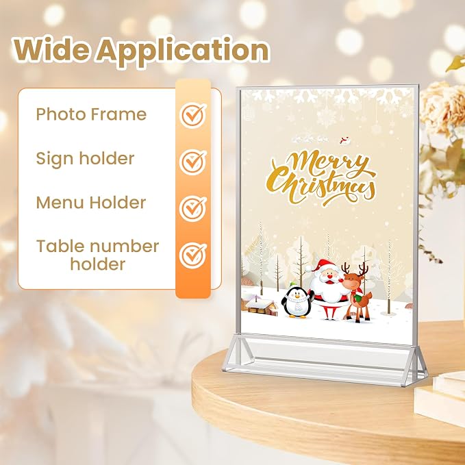 8.5X11 Silver Frames Double-Sided Acrylic Sign Holder, 6 Pack | Picture Frames - Image 5